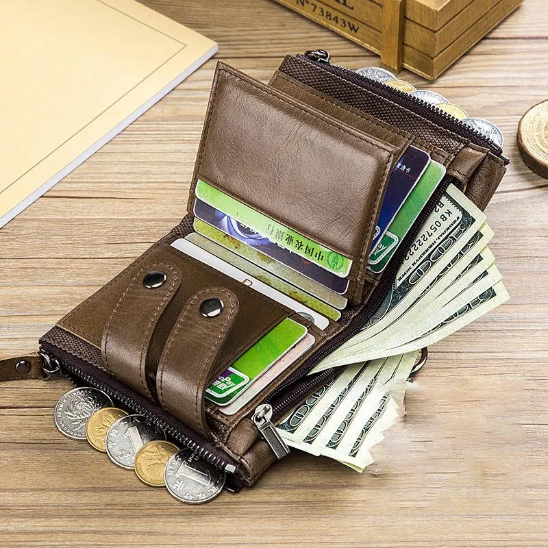 Topfight marka bullcaptain engelleme koruması hırsızlık önleyici tarama erkek deri biflod kısa cüzdan büyük erkek cüzdanlar12090