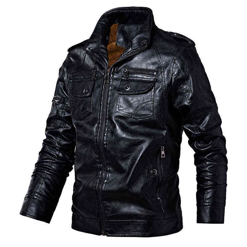 Vestes en cuir pour hommes hiver polaire veste de moto décontractée manteaux en cuir de motard coupe-vent européen veste en cuir véritable 211203