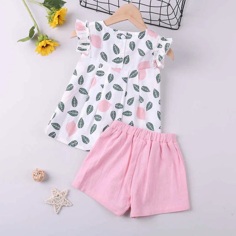 Summer Clothing Sets Top + Spodenki 2 sztuk Dziecko Ubrania Dzieci Maluch dla Dziewczyn Baby Suit 210528