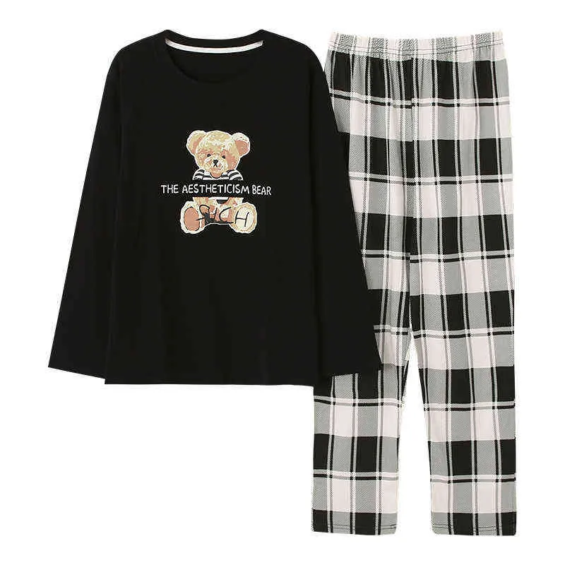 Duży rozmiar M-5XL Kobiety Piżamy Zestawy Soft Nightwear Jesień Zima Z Długim Rękawem Piżamy Cartoon Print Sleepwear Kobiet Pijamas Muje 211211