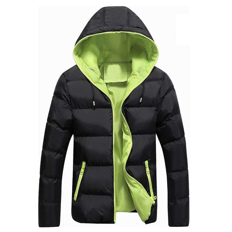 Homens outono inverno jaqueta parkas cor sólida algodão acolchoado masculino casual casacos com capuz outerwear UE tamanho xs-3xl