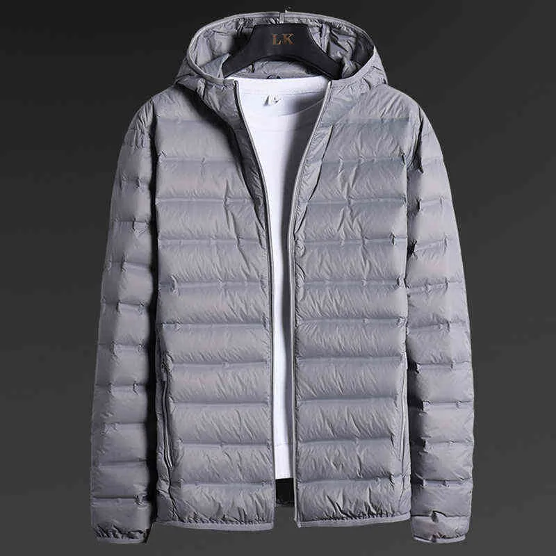 Large Size Winter Hooded Ultra Light Down Jacket Men Windbreaker Outwear 90% White Duck Down Padded Puffer Warm Coat 6XL 7XL 8XL 211206