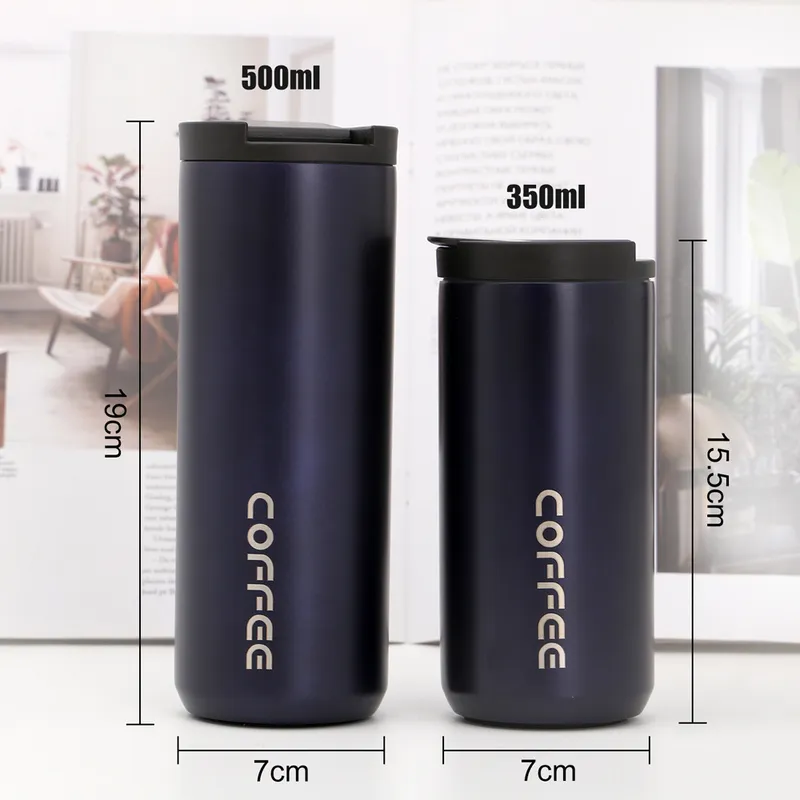 350ml/500ml Coffee Thermos Mug Stainless Steel Double Leak-Proof Travel Vacuum Flask Portable Thermosmug Sport Water Bottle Cup 220311