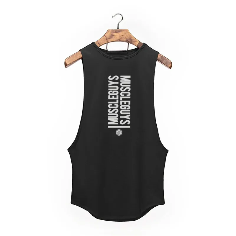 Muscleguys Tank Tops Men Hipster Fashion Ärmlös Vest Brev Tryckt Man O-Neck Casual Bomull Fitness Gym Singlets 210421