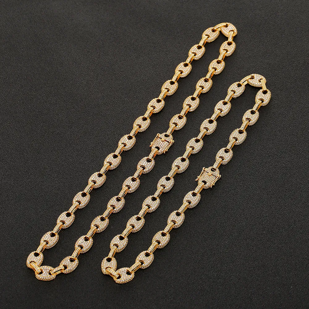 Lodowe CZ dmuchane mariner link choker beads łańcuch Naszyjnik złoty srebrny wielokolorowy cyrkonżu Cubic 16-24 cala224k