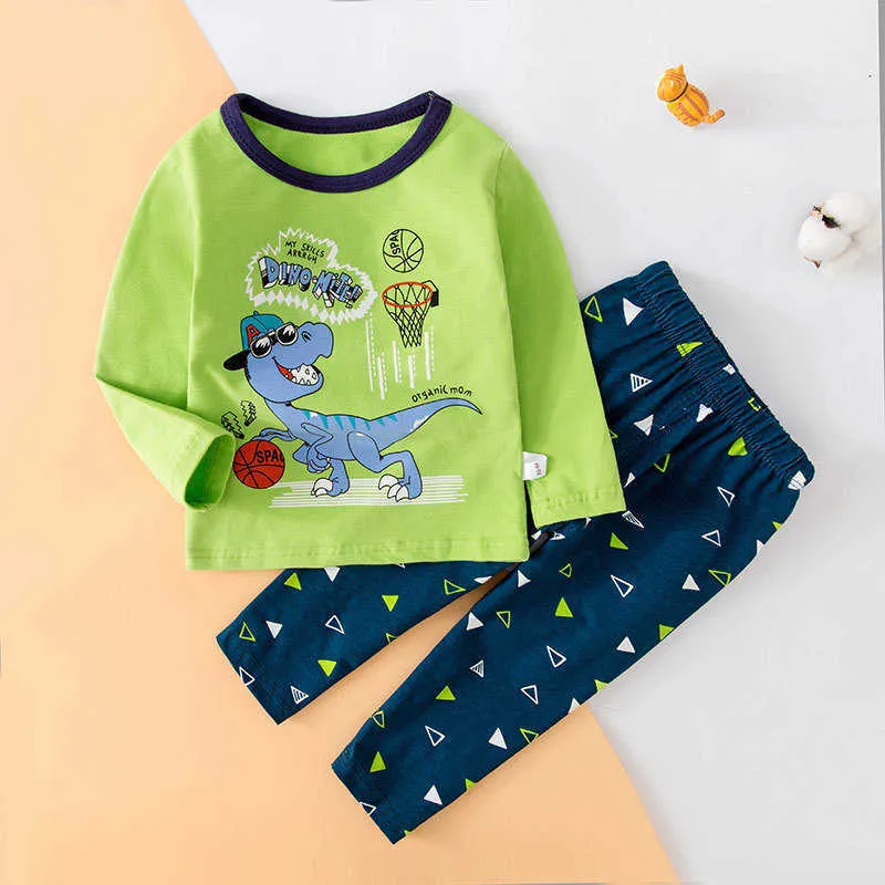 TUONXYE 2-11 años Niños Excavadora Pijamas Para Niños Dibujos Animados Dinosaurio Pijamas Niños Pijama Infantil Bebé Ropa de Casa Niño Ropa de Dormir 210908