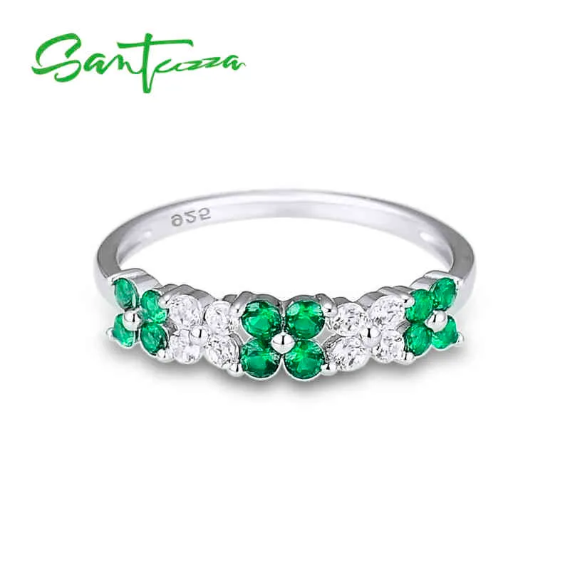 SANTUZZA Anello in argento sterling 925 donna Lucido creato rubino verde spinello blu zirconi fiori eleganti gioielli feste1430853