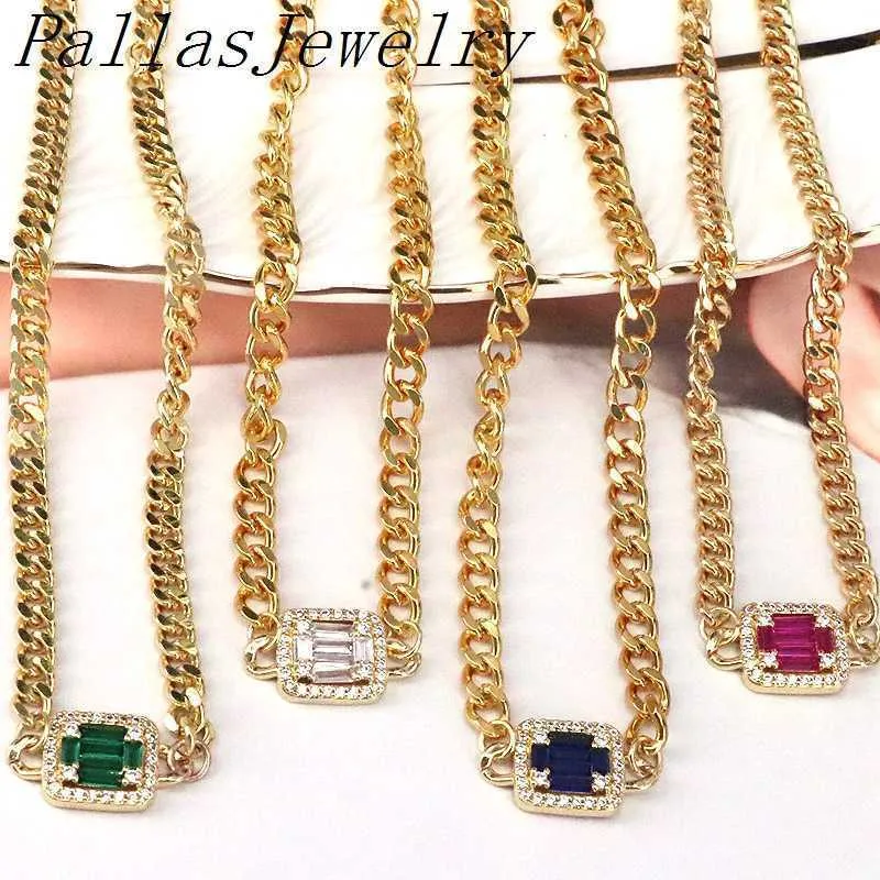 Cuban Women's Chain Necklace, Gold, Thick and Shiny, Zircon Crystal, Czech, Punk, Hip Hop, Jewelry, 5-piece Set Q0809
