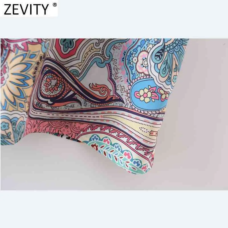 Zevity Kobiety Vintage Totem Neckew Nuts Flower Print Halter Mini Dress Kobiece Chic Czechy Vestidos Casual Odzież DS8322 210419