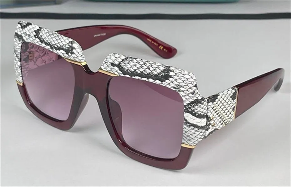 Mode Women Designer Solglasögon Square Snake Skin Frame Top Quality Popular Generös elegant stil 0484 UV400 Protection GLA307I