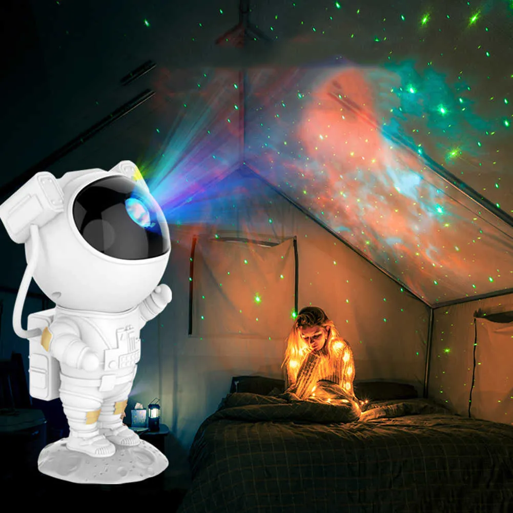 Lâmpada de projetor estrela Astronauta USB Galaxy Starry Sky Sky Night Lights Bedroom Tabel Lamp Astronaut Starry Sky Projector Lam H1756455