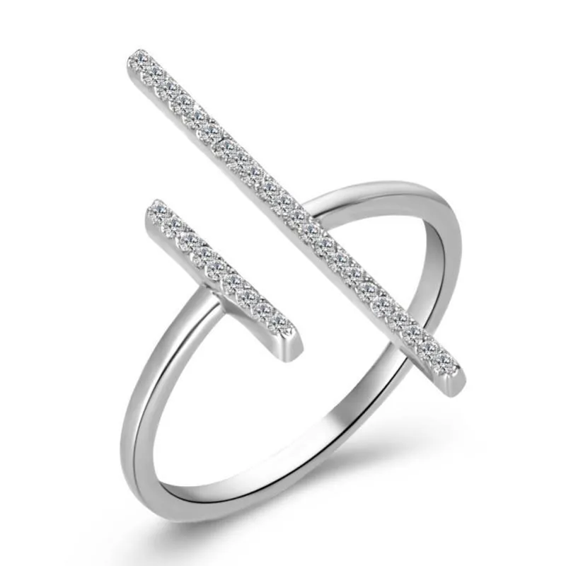 Anéis de cluster marca ajustável jóias moda prata rosa cor de ouro cristal zircão anel de dedo de casamento para mulheres bague247f