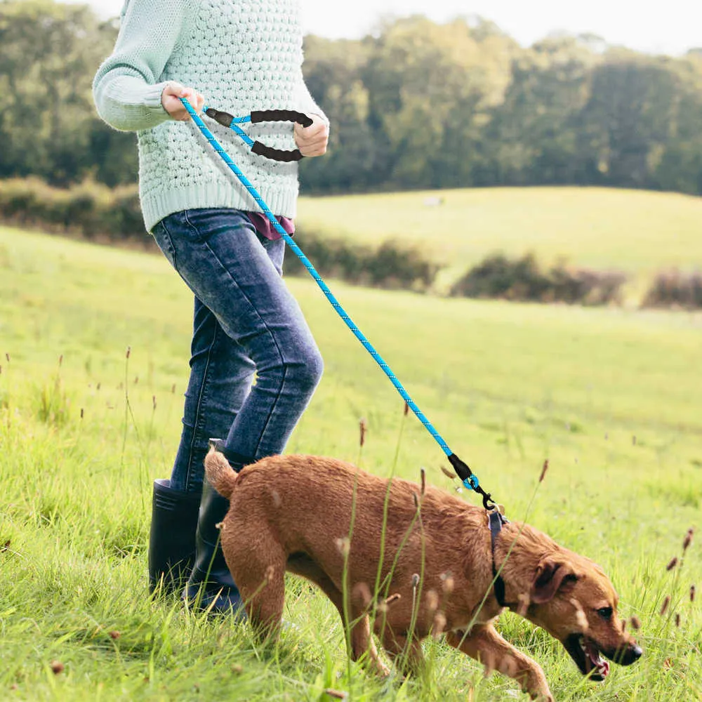 Reflekterande hund Leash Nylon Pet rep för små medelstora stora s vandringsutbildning Supplies 211022