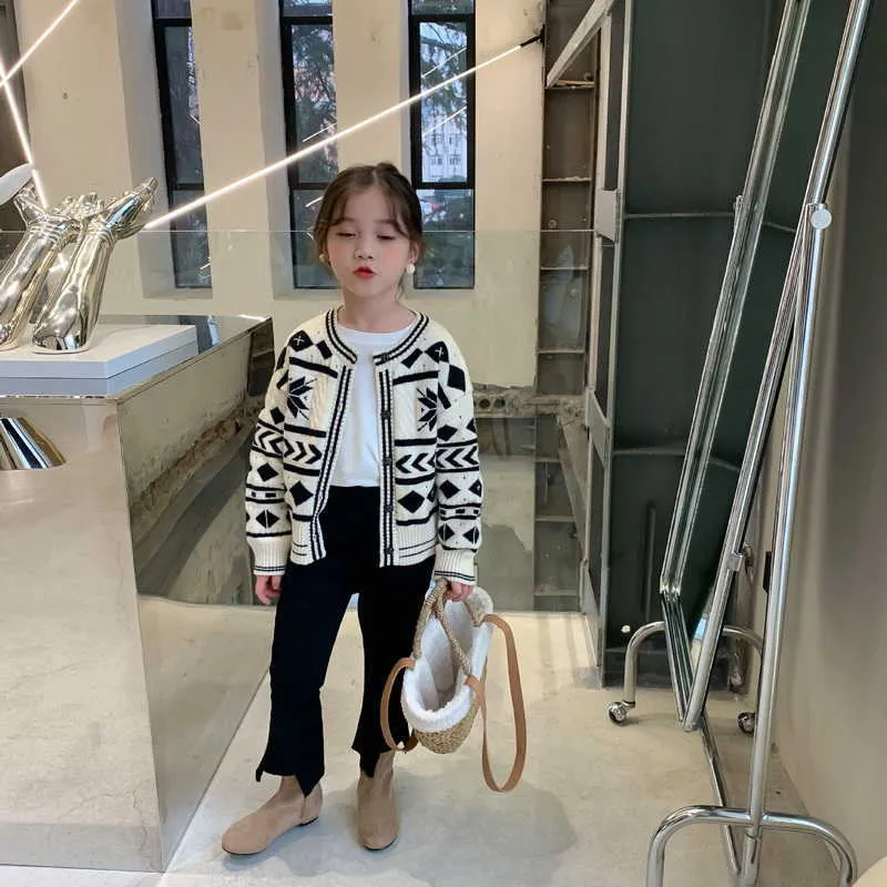 Printemps coréen style adolescents filles pulls motif géométrique décontracté vêtements de mode pour enfants E044 210610