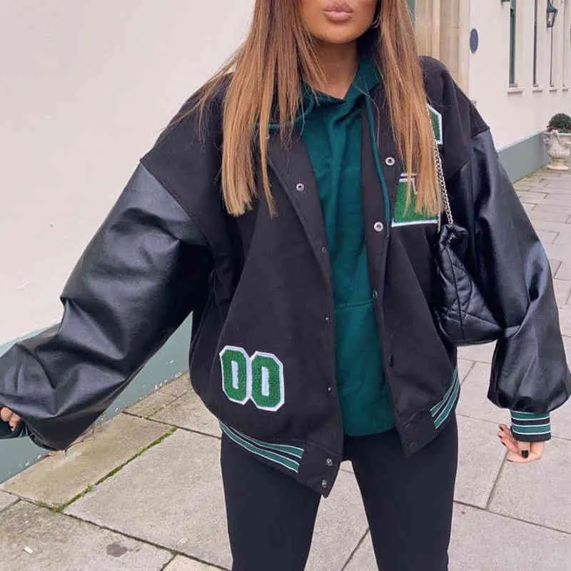 2021 herbst Vibe Stil Baseball Uniform Neue Stickerei Bomber Jacke für Frauen Mode Retro Kleidung Streetwear Übergroßen Mantel