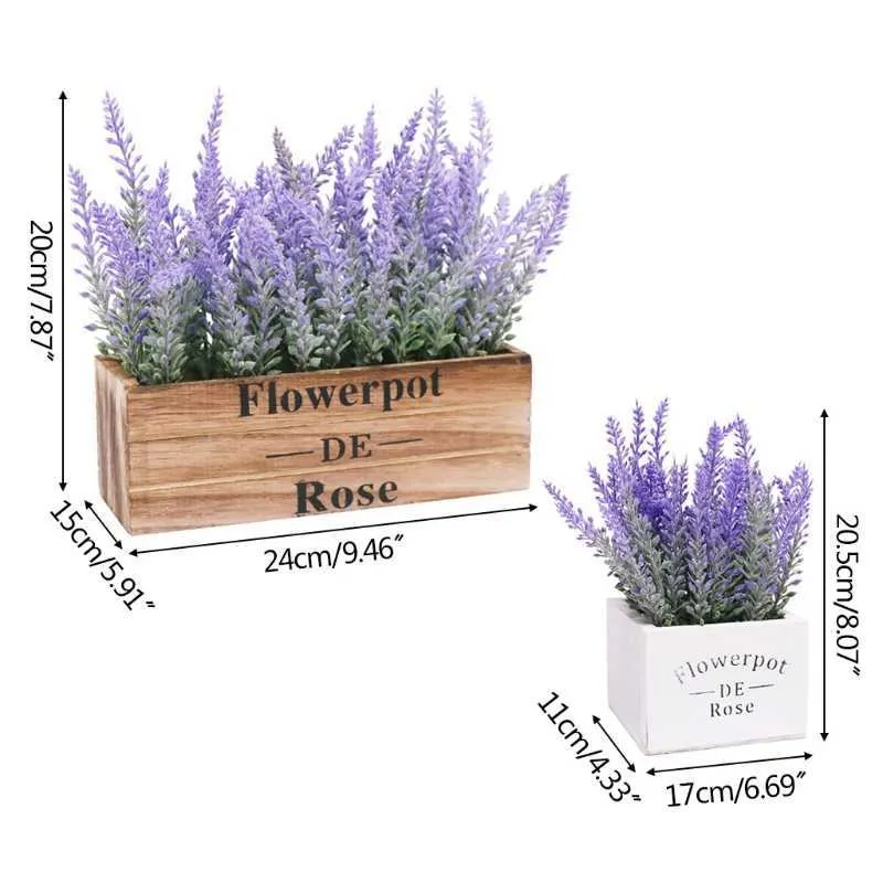 DIY hecho a mano artificial lavanda maceta simulación flor falsa planta decoración del hogar 210624