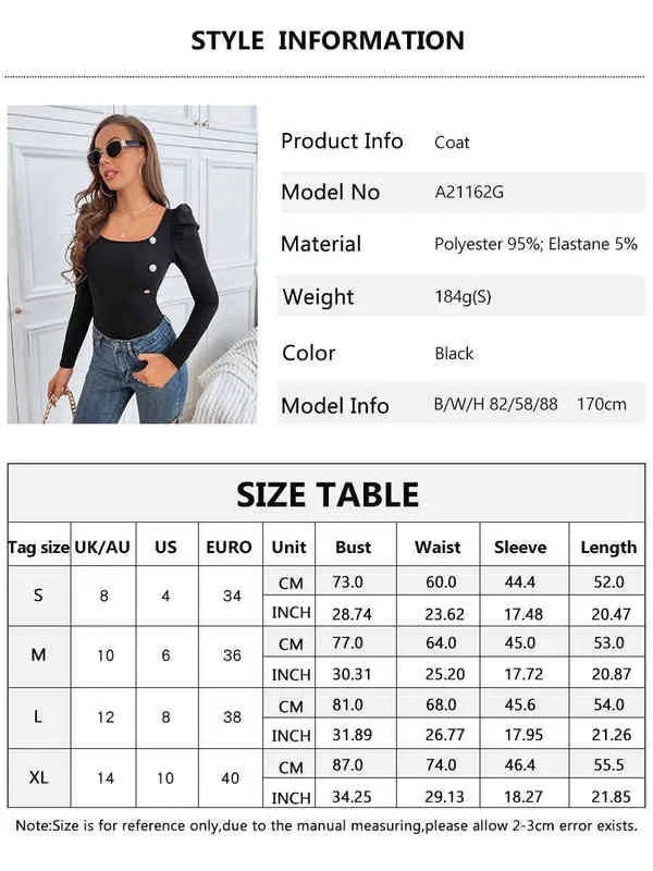 Kobiety Black Top Wewnętrzna Koszula Baza 2021 Fall Winter New Fashion Sexy Square-Neck Slim Tops Casual All-Dopasuj Płaszcz Sportowy Kobieta H1230