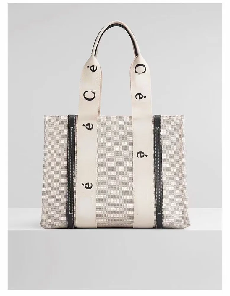 Canvas Shoulder Bags Designer Letter Print Stripe Large Capacity Tote Bag Female Casual Handbags