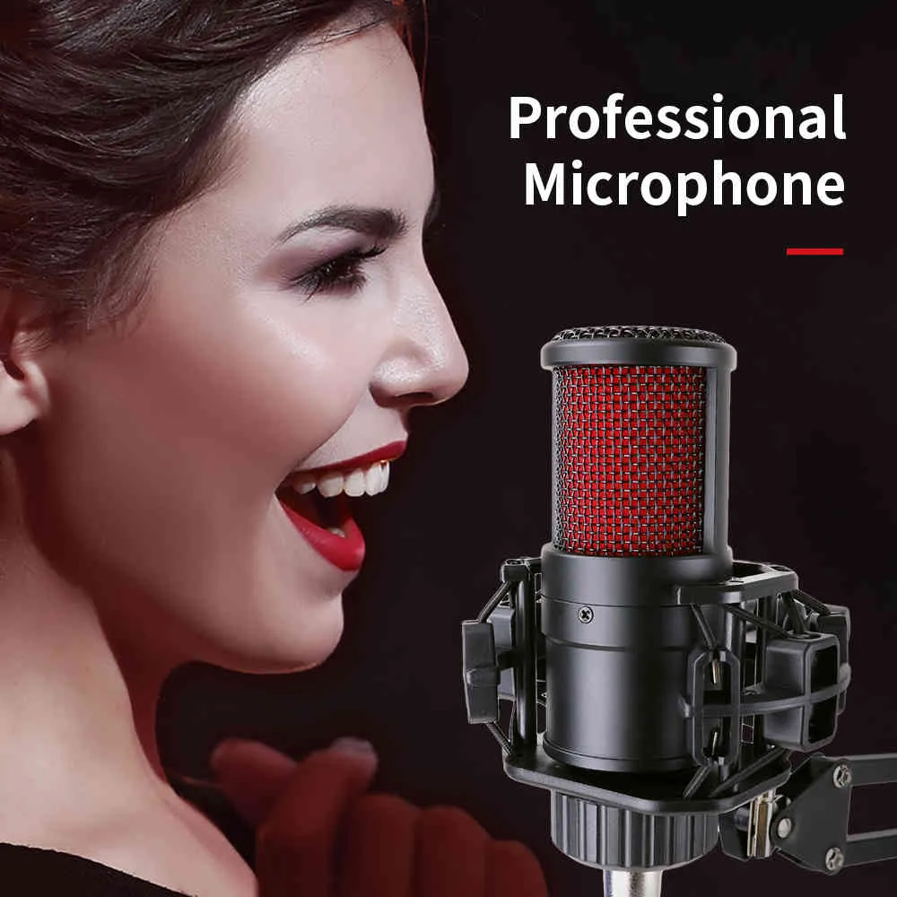Professione Studio PC Computer Registrazione Home Karaoke Microfono a condensatore Alimentazione phantom Scheda audio Cambia voce