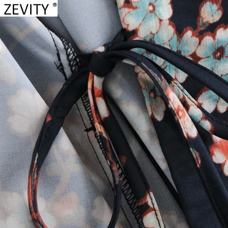 Vrouwen Vintage Cross v-hals Floral Print Kimono Blouse Vrouwelijke Bow Sjordes Casual Smock Shirts Chique Blusas Tops LS7605 210420