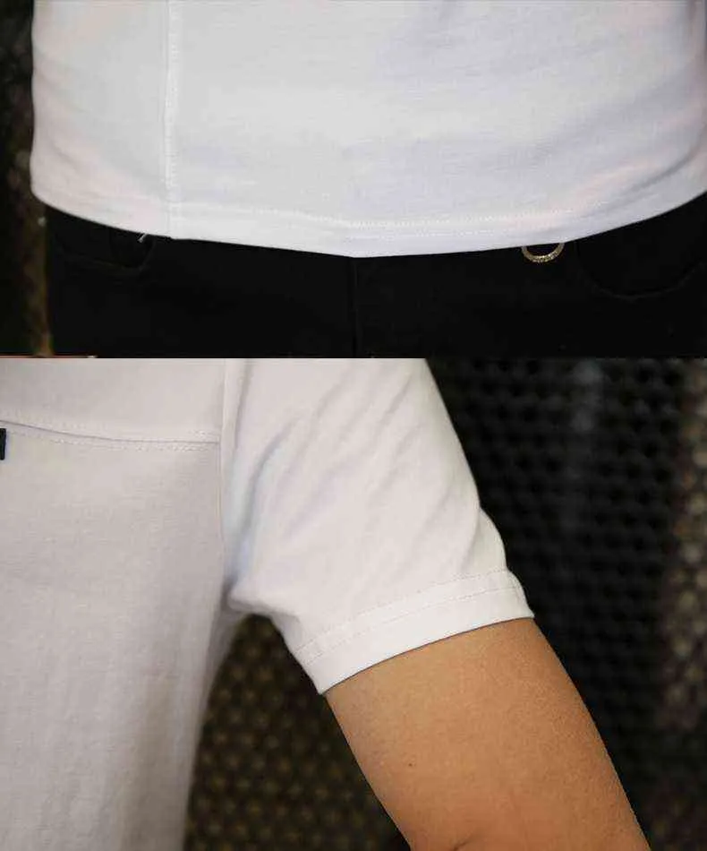 T-shirt met lange mouwen ronde kraag halve mouw wit overhemd jeugd mannen knappe jas pure kleur M-3XL G1222