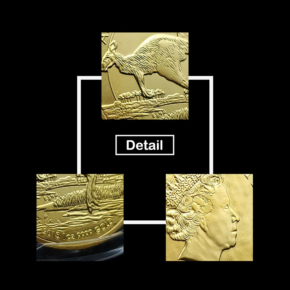 10шт не магнитные золото, покрытые кенгуру Элизабет II Queen Австралия сувениры, монета Medal Medal5883289