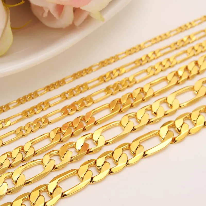 Gold Filled Solid Ketting Curb Figaro Kettingen Armband Link Mannen Choker Mannelijke Vrouwelijke Accessoires Fashion Party Geschenken Chokers3056
