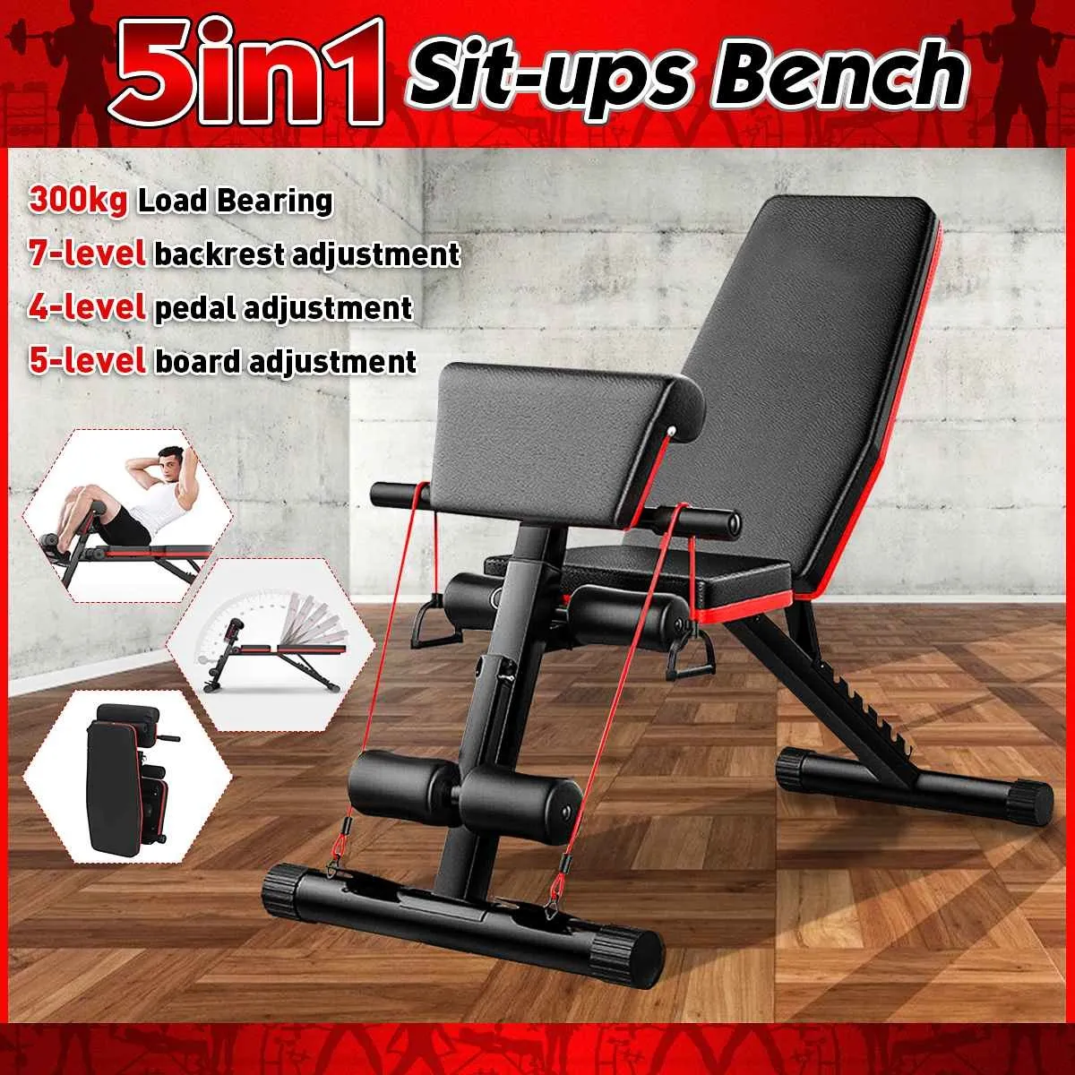 Justerbar Sit Up Benches Roman Rack 7 Gears Multifunktionell Stål Fitness Hem Gym Utrustning Workout Muscle Bench Exercise Training Incline Decline Sport Machine