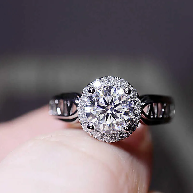 Utsökt Eternity Wedding Rings Fashion Hollow Roman Numeral Design 925 Sterling Silver Luxury Smycken För Kvinnor Engagemang X0715