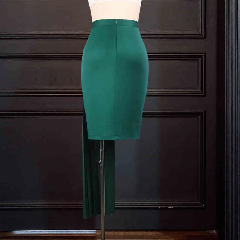 Women Skirt High Waist Bodycon Pleated Ruffle Slim Elegant Office Ladies Classy Work Wear Modest Slim African Fashion Falads New 210331
