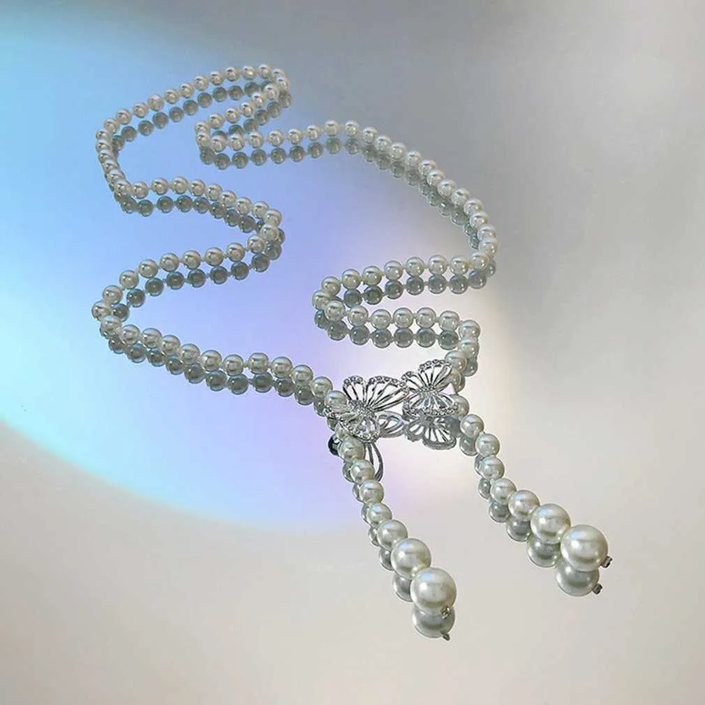 ボディチェーン多層真珠の蝶チェストチェーンベリーチェーン用女性ガールドレス装飾ウエストベルトG1026