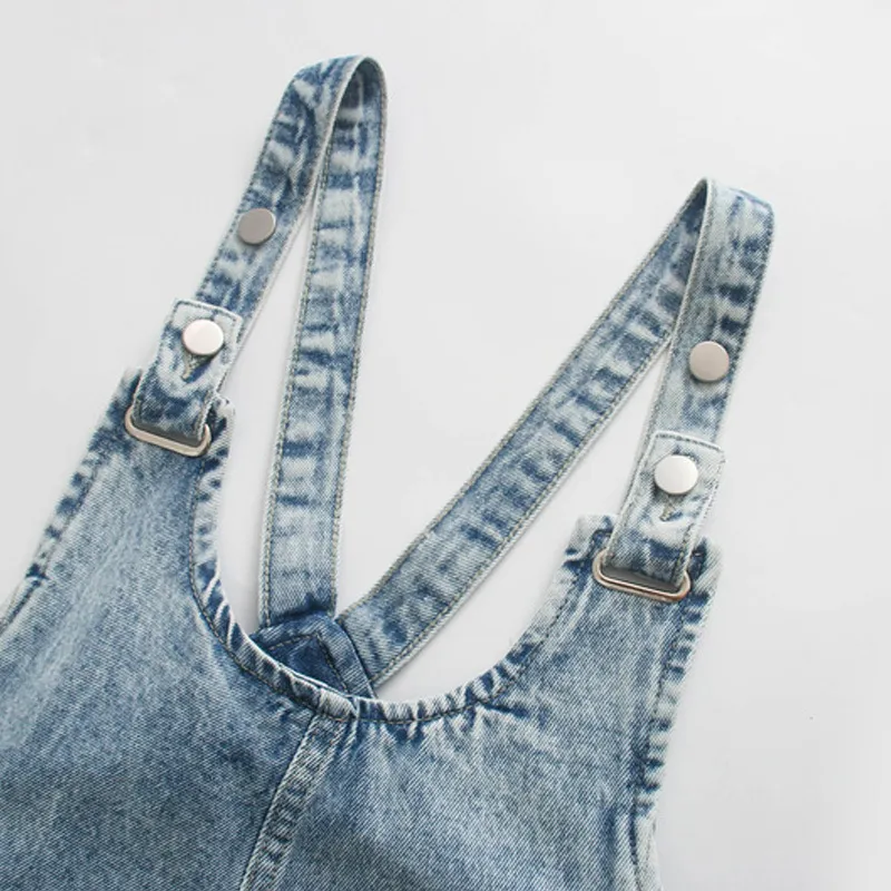 Summer Women Denim Jumpsuits Rompers Sleeveless Loose bodysuit playsuit Pockets Female Street jumpsuit Overalls Clothing 210513