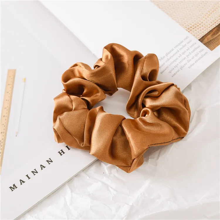 Women Silk Scrunchie Elastic Handmade Multicolor Hair Band Ponytail Holder Headband Accessories Satin Solid Color2538077