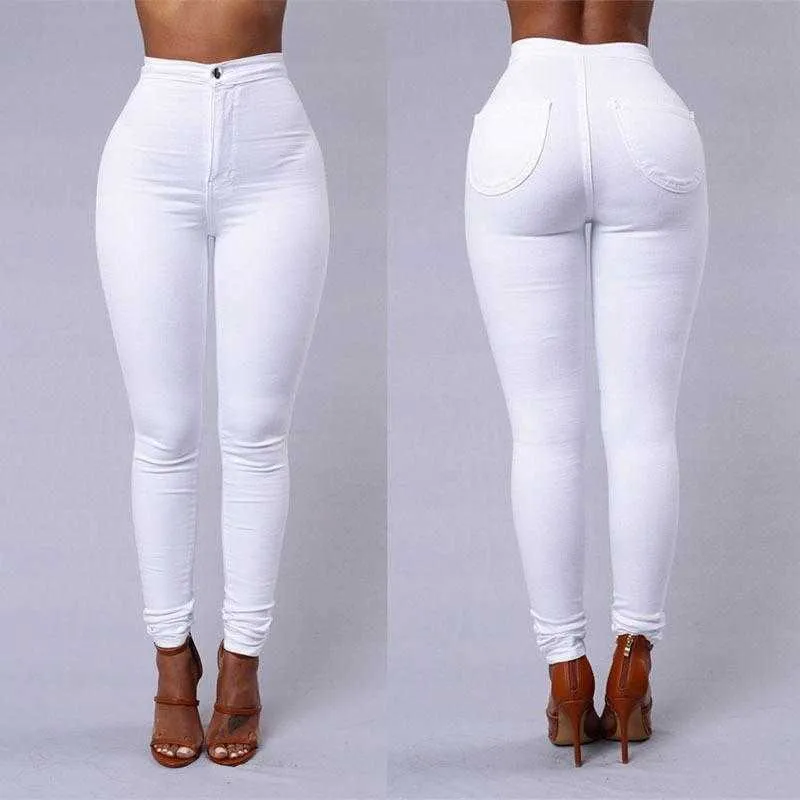 2021 Calças femininas Casual Plus Size Push Up Leggings Cintura alta Lápis Pant Skinny Candy-Colored Jeans Sexy Stacked Leggings Q0801