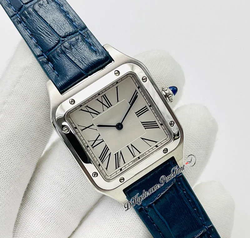 EG Dumont WSSA0022 WSSA0023 43 38 мм Швейцарские кварцевые часы для любителей Мужские женские женские часы Стальной корпус Серебряный циферблат Римские маркеры Blue272x