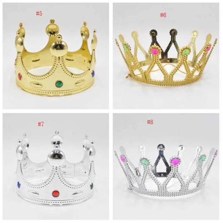 Cosplay Kral Kraliçe Taç Parti Şapka Lastik Prens Prenses Taçlar Doğum Günü Partisi Şapka Altın Gümüş OPP Çanta ile 2 Renkler