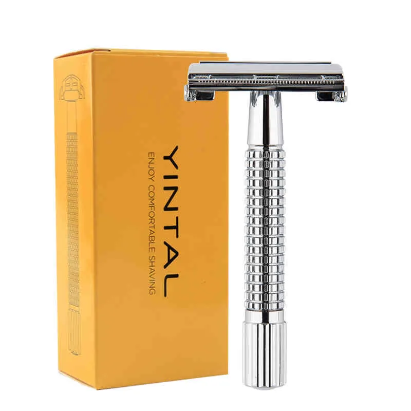 YINTAL Mens Double Edge Safety Razor With Brass Surface Plating, Manual