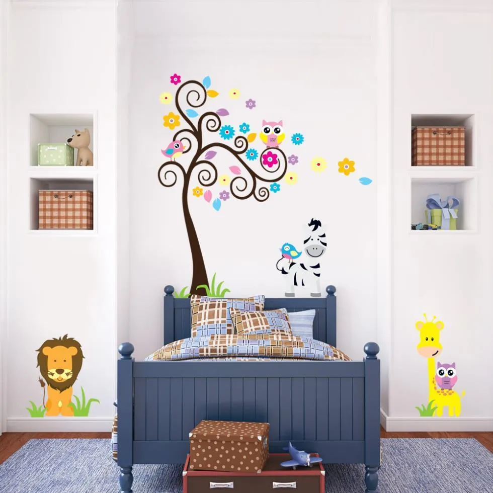 Singe éléphant lion zooyoo sticker mural pour chambre d'enfant 5091 décoratif adesivo de parede amovible pvc sticker mural 3.5 210420