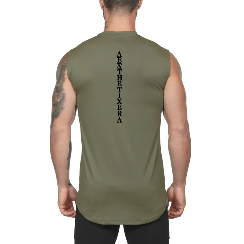 New Summer Gyms Clothing Sporting Singlet Bodybuilding Stringer Tank Top Men Fitness Sleeveless Shirt Muscle Vest Tanktop 210421