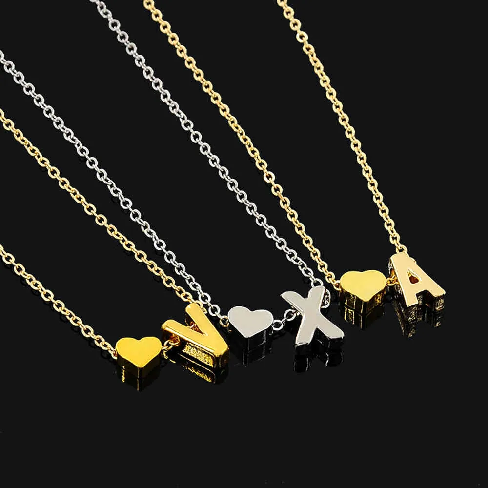 Mode klein hart sierlijke initiële ketting gouden letternaam choker kettingen voor vrouwen hangerse sieraden cadeau