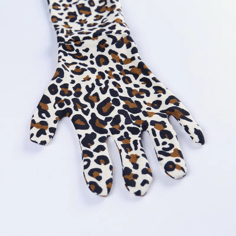 OMSJ Cheetah Print Jumpsuit Lange mouwen Handschoenen Herfst Luipaard Bodysuit voor Dames Sexy Bodycon Skinny Basic Beelden Clubwear 210517