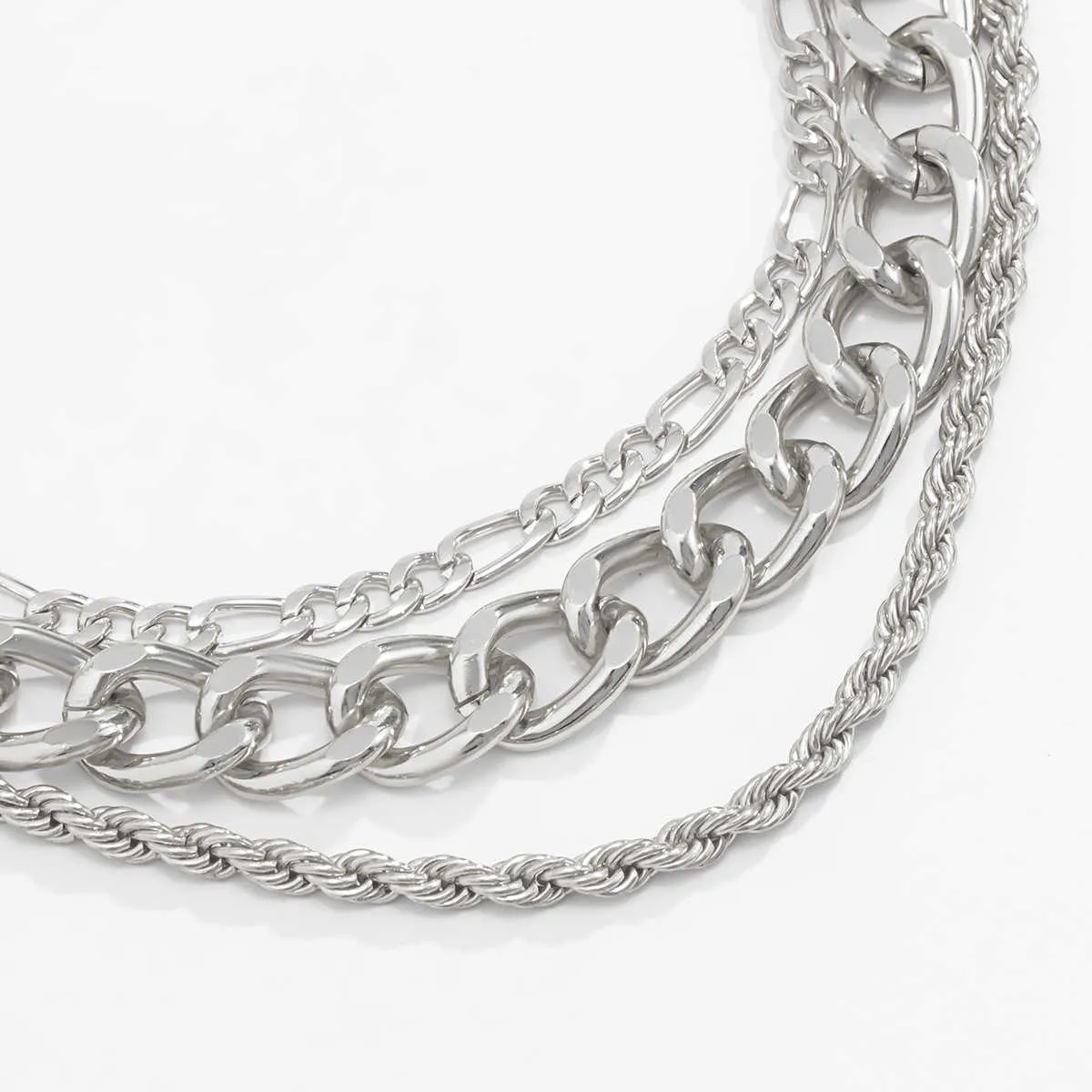 3шт кубинская цепная цепочка цепь цепи ожерелье золотое серебро цвет колье для женщин девочек ювелирные изделия Q0809