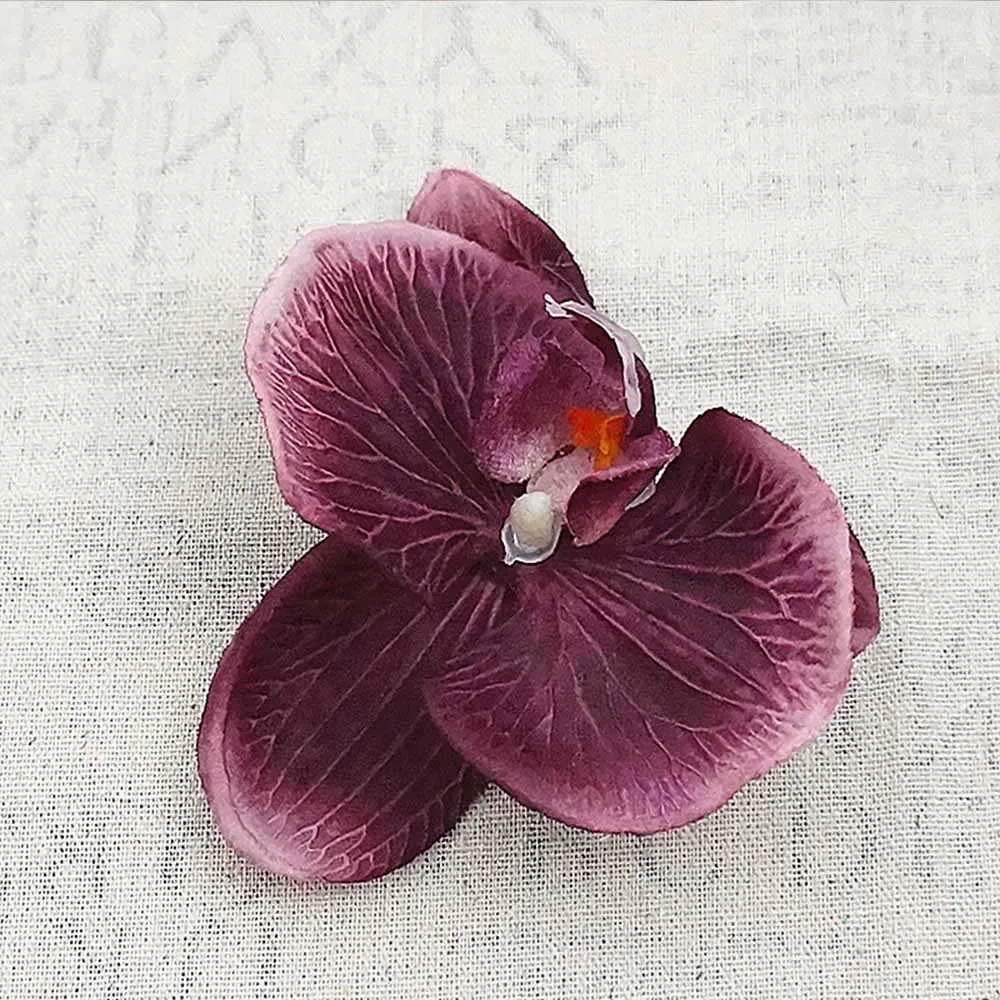 11CM têtes d'orchidées papillon en soie pour la maison fête de mariage decora scrapbooking artisanat bricolage chapeau chaussures pas cher fleurs artificielles Q0812