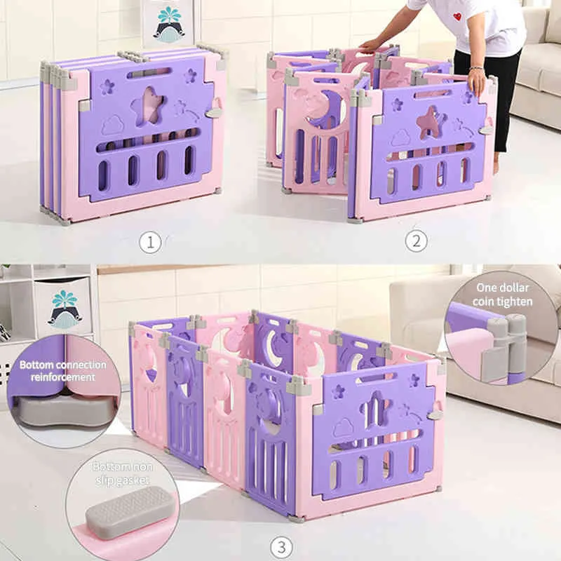 Parque infantil para niños, casa, interior, pequeña estera plegable para gatear para bebés, juego de combinación multifuncional, valla 281T