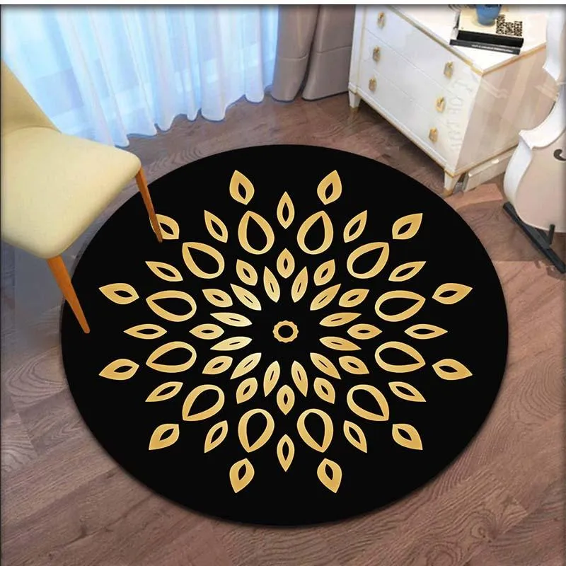 Carpets Retro Mandala Round Carpet For Living Room Nordic Kids Floor Mat Anti Slip Computer Chair Bedroom Rug Home Decor248K
