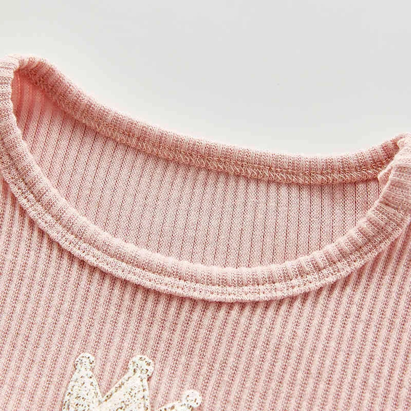 Baby Girl Crown Impression Princesse Robe Romper Automne Vêtements mignons Né Fête d'anniversaire 210515