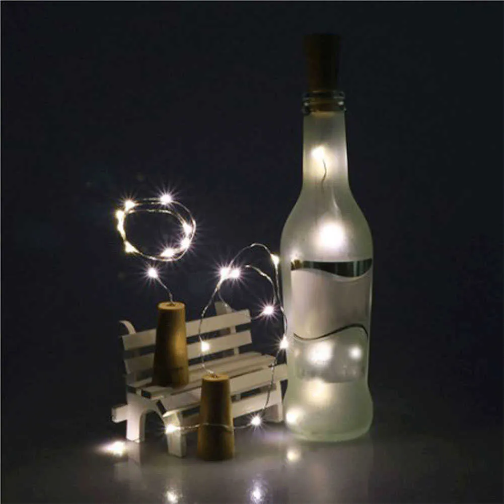 Garrafa de cortiça solar Garland Wine Fairy S 1M LED bar de aniversário da barra Y0720