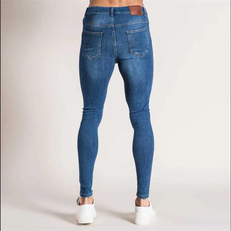 Herenbroek grote maat dunne gebroken wit blauw slim fit casual mode veelzijdige high-taille strakke skinny jeans x0621