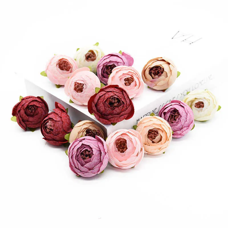 100 pièces bourgeons de thé rose fleurs artificielles mariage décoration de la maison accessoires bricolage fleur de poignet artisanat scrapbooking po accessoires 210624