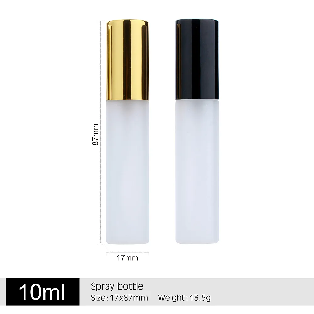 50 sztuk / partia 10ml Atomizer Perfumy Frosted Glass Spray Butelka Pompa Przenośne Pojemnik na Podróż Kosmetyczne